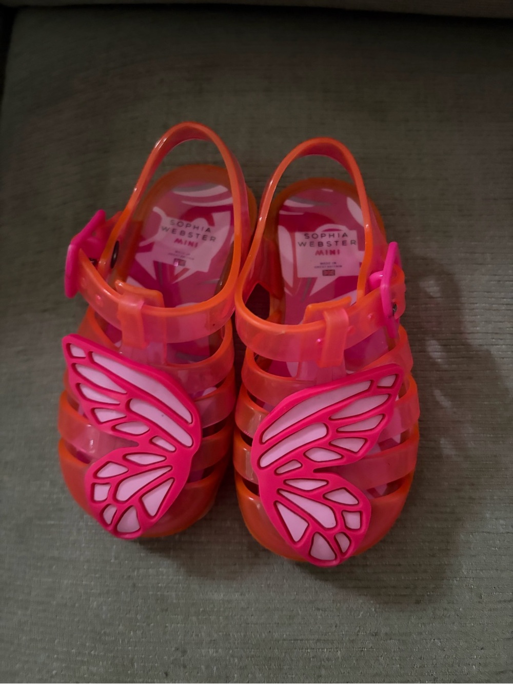 Sophia Webster Kids Orange and Pink Butterfly Jelly Sandals